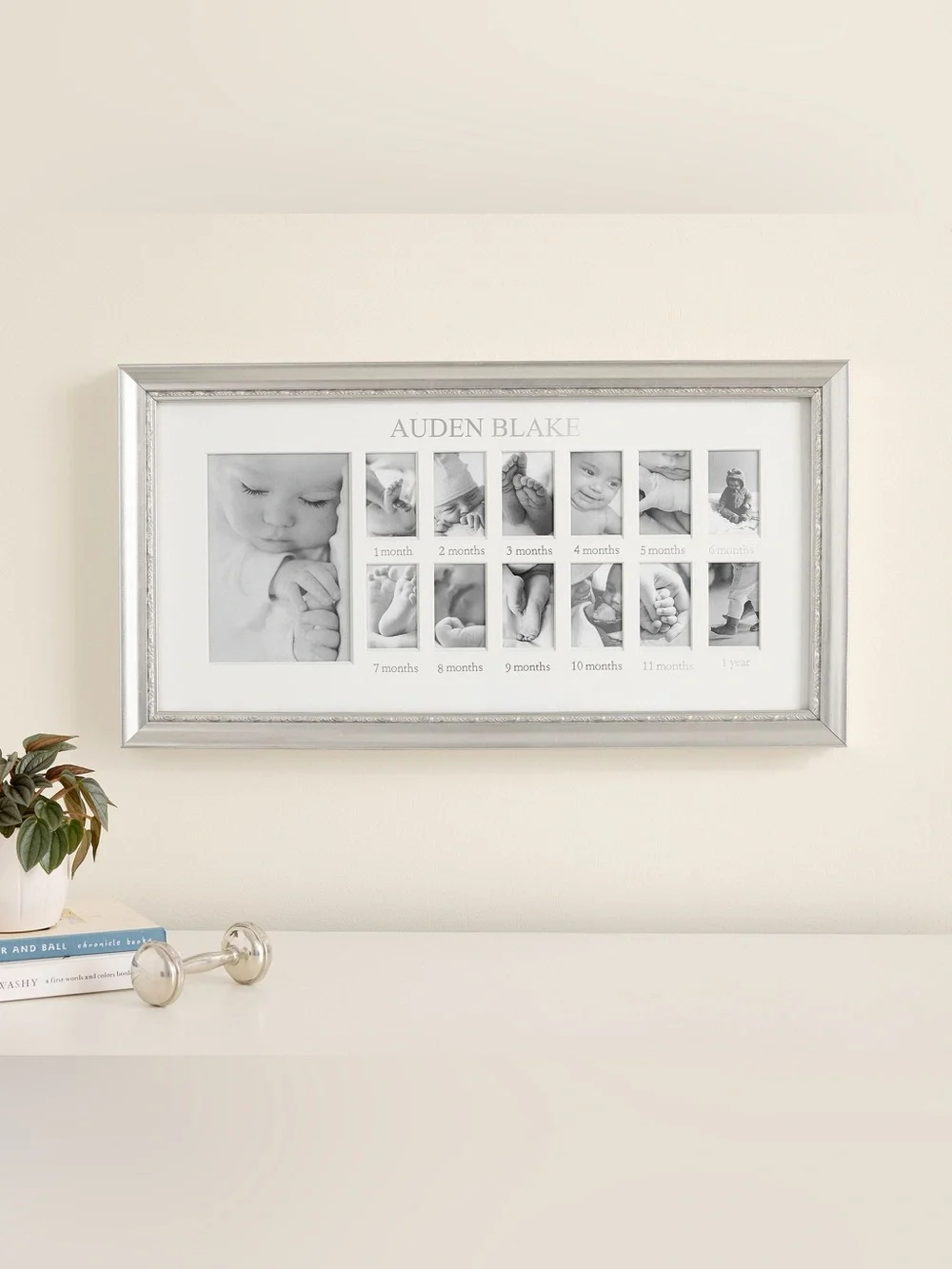 Pottery Barn Silver Leaf First Year Baby Photo Frame, NWT (No Insert Included)
